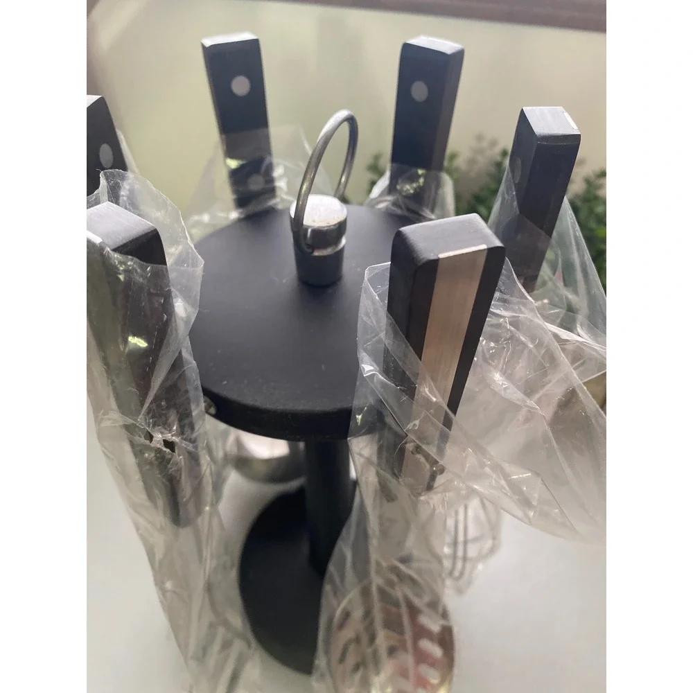 Stainless Steel‎ Kitchen Utensil Set with Rotating Holder Black